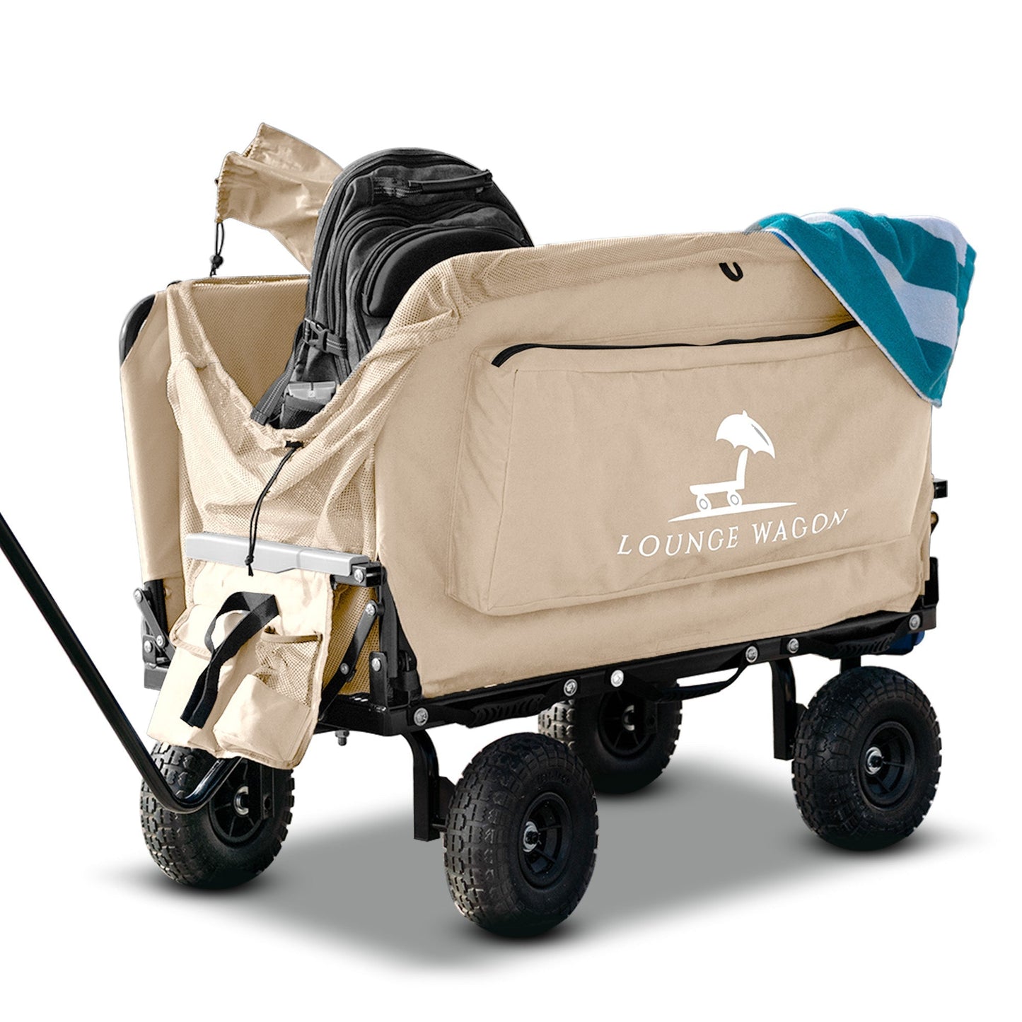 3-in-1 Lounge  – Utility Wagon, Folding Chair, and Integrated Umbrella [FREE SHIPPING]