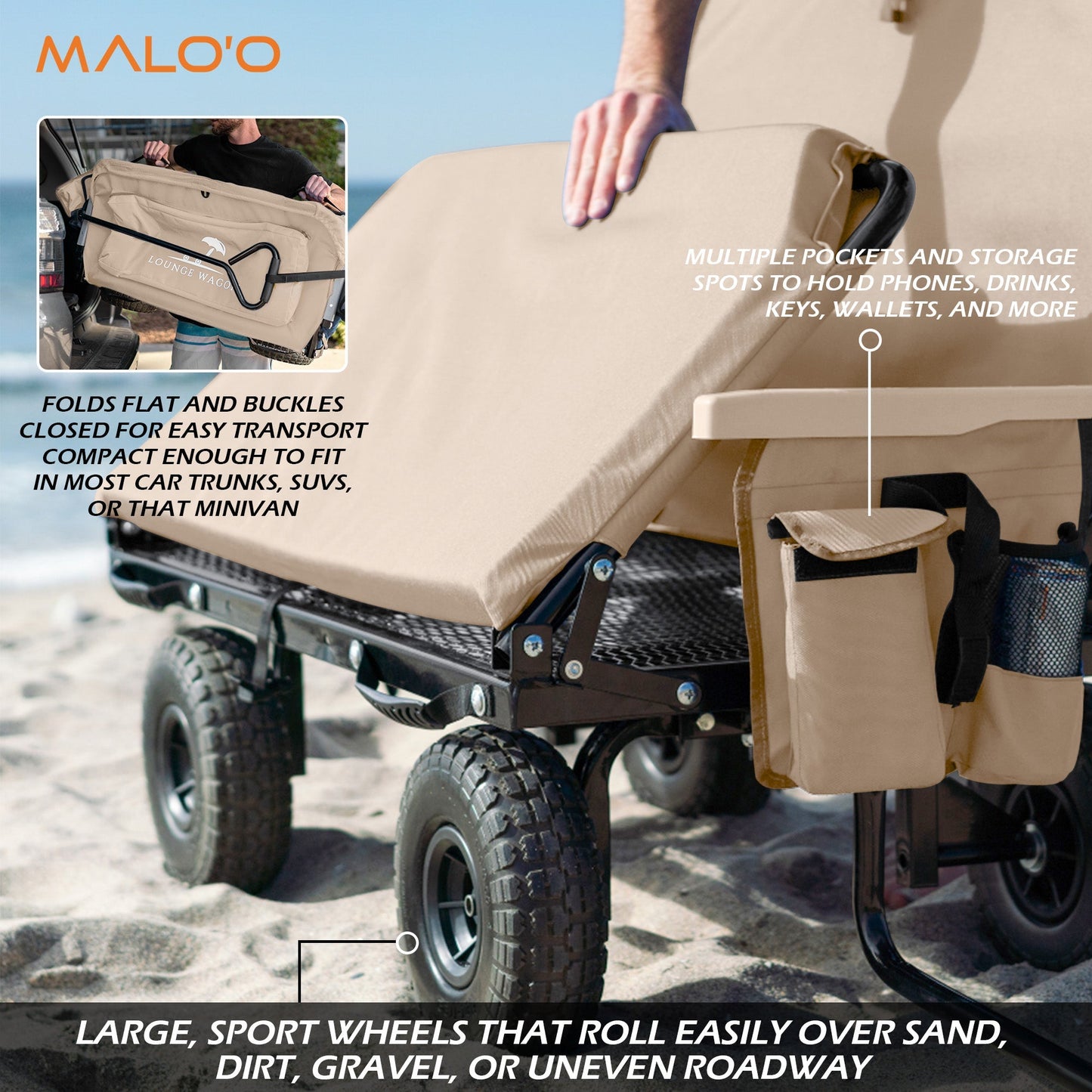 3-in-1 Lounge  – Utility Wagon, Folding Chair, and Integrated Umbrella [FREE SHIPPING]